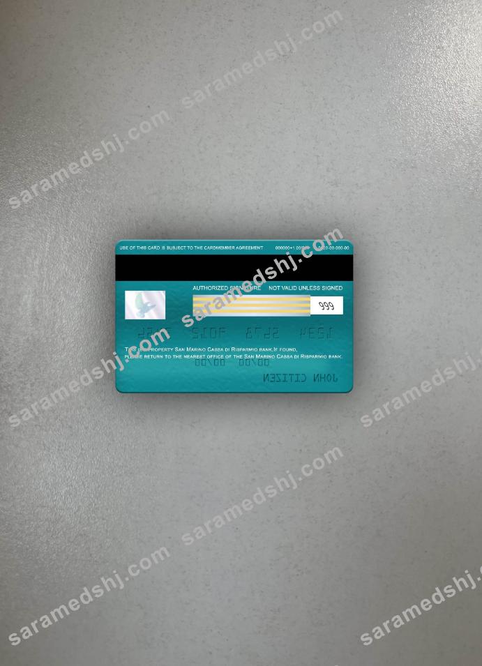 San Marino Cassa di Risparmio bank visa classic card photolook back